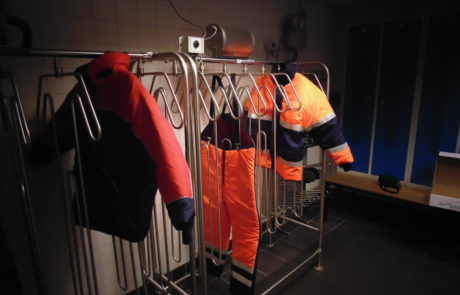 drying room solution food industry for freezer coats, trousers and overalls