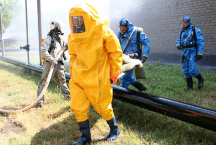 cleaning disinfecting and drying chemical PPE suits